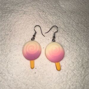 Pink White and Yellow Stick Lollipop Earrings